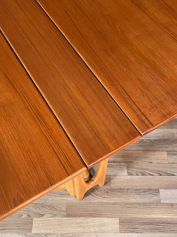 Mid-Century Norwegian Modern Teak & Birch Drop Leaf Dining Table by Bendt Winge, c.1960’s