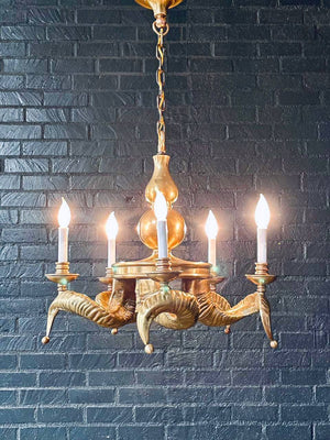Mid-Century Modern Brass Ram Horn Chandelier by Chapman, c.1960’s