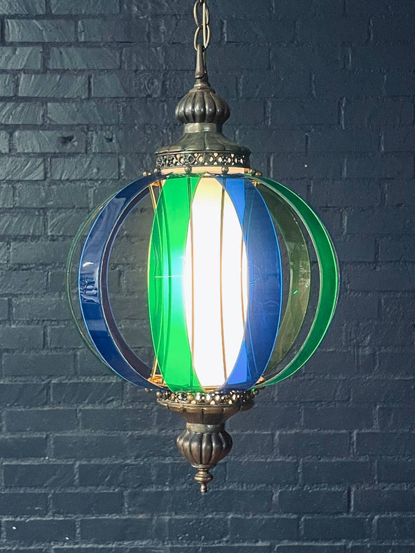 Vintage Blue & Green Lucite Pendant Chandelier by Fredrick Ramond, c.1960’s