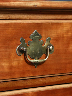 American Colonial Revival Cherry Wood & Brass Eight-Drawer Dresser by Kindel, c.1950's