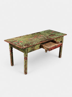 Early American Farmhouse Hand Painted Pine Harvest Table, c.1880’s
