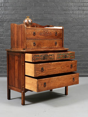 Spanish Colonial Monterey Style Carved Oak Dresser by Karpen, c.1930’s