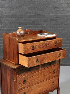 Spanish Colonial Monterey Style Carved Oak Dresser by Karpen, c.1930’s