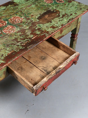 Early American Farmhouse Hand Painted Pine Harvest Table, c.1880’s