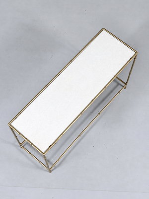 Vintage Hollywood Regency Faux Bamboo & White Marble Console Table