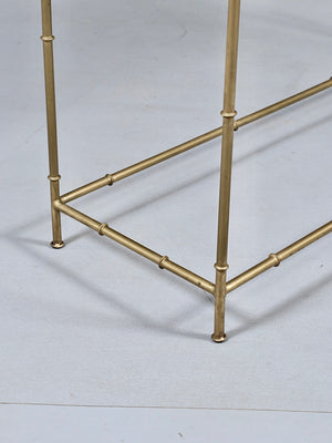 Vintage Hollywood Regency Faux Bamboo & White Marble Console Table