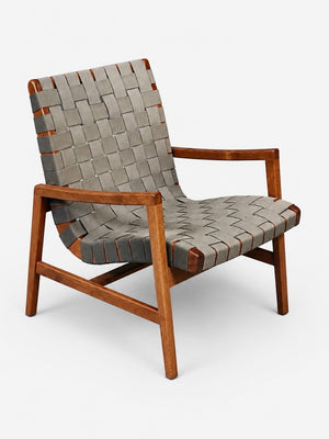 Jens Risom Model-654 Walnut & Woven Lounge Chair for Knoll Studio