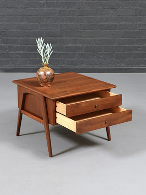 Mid-Century Modern Sculpted Walnut Side Table / Night Stand, c.1960's