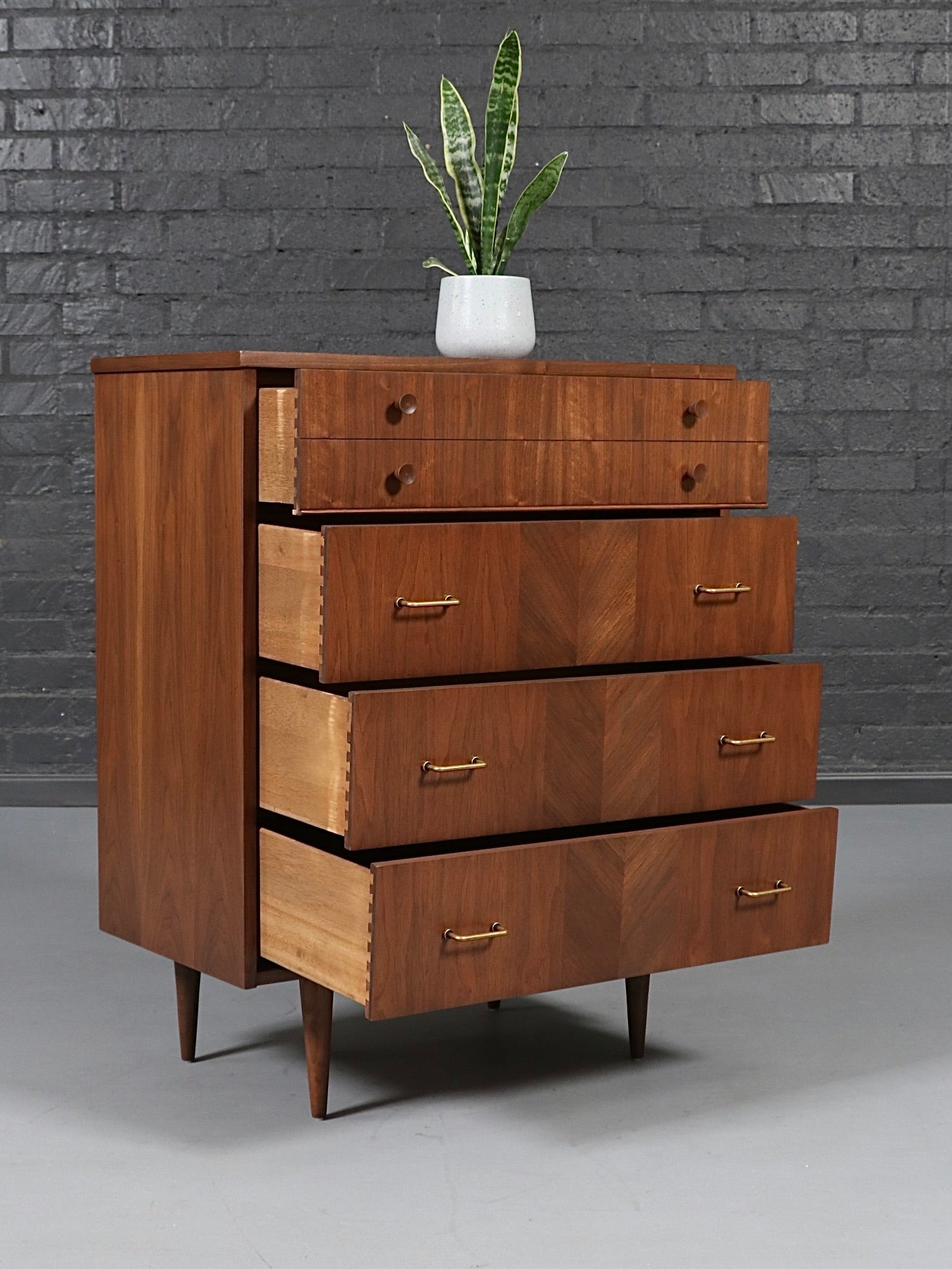 Mid-Century Modern Walnut Highboy Dresser, c.1960’s