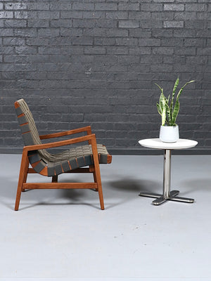 Jens Risom Model-654 Walnut & Woven Lounge Chair for Knoll Studio