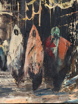 Vintage Mid Century Modern Expressionist “Procession” Oil Painting, c.1960’s