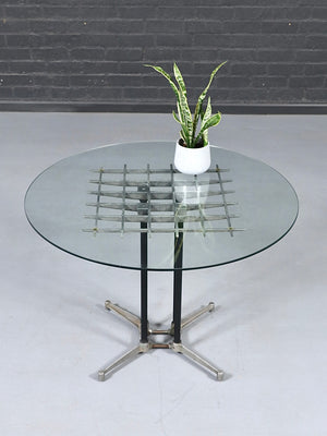 Postmodern “Grid” Aluminum & Glass Dining Table by Robert Josten, c.1970’s