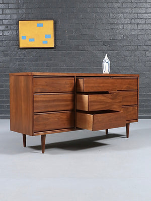 Mid Century Modern Walnut 9-Drawer Dresser by Gevurtz Furniture Co., c.1960’s