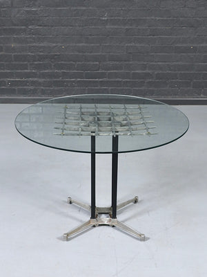 Postmodern “Grid” Aluminum & Glass Dining Table by Robert Josten, c.1970’s