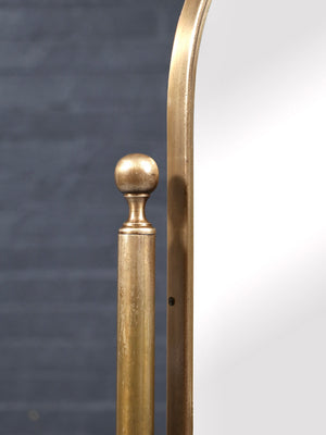 Vintage Italian Neoclassical Style Brass Cheval Dressing Mirror, c.1970’s