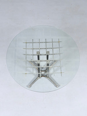 Postmodern “Grid” Aluminum & Glass Dining Table by Robert Josten, c.1970’s