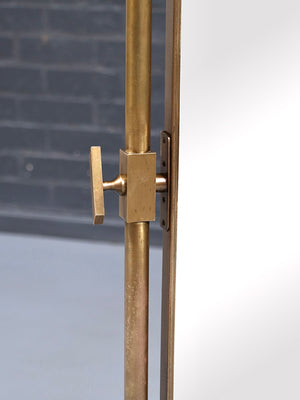 Vintage Italian Neoclassical Style Brass Cheval Dressing Mirror, c.1970’s