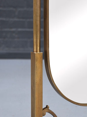 Vintage Italian Neoclassical Style Brass Cheval Dressing Mirror, c.1970’s