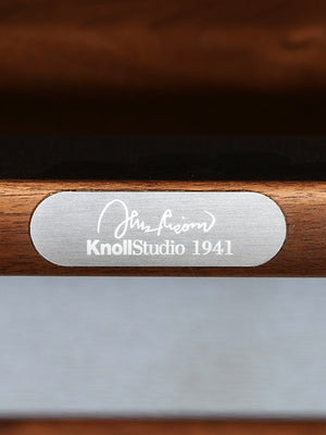 Jens Risom Model-654 Walnut & Woven Lounge Chair for Knoll Studio