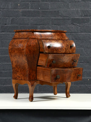 Petite Italian Rococo  Style Burl Olivewood Bombé Jewelry Chest, c.1960’s