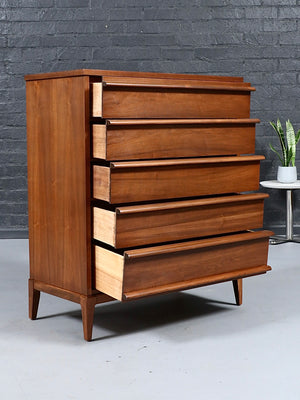 American Mid-Century Modern Walnut Highboy Dresser, c.1960's