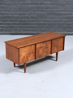 Mid Century Modern Walnut Cedar Trunk Box By Lane, c 1960's