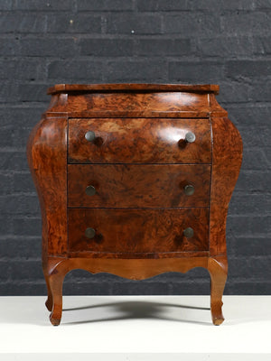 Petite Italian Rococo  Style Burl Olivewood Bombé Jewelry Chest, c.1960’s
