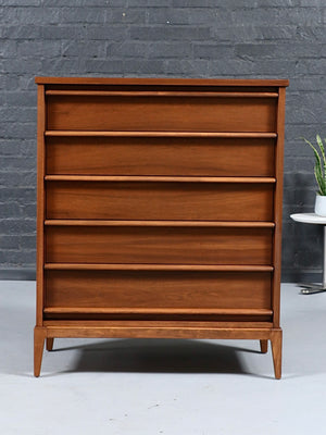 American Mid-Century Modern Walnut Highboy Dresser, c.1960's