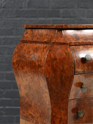 Petite Italian Rococo  Style Burl Olivewood Bombé Jewelry Chest, c.1960’s