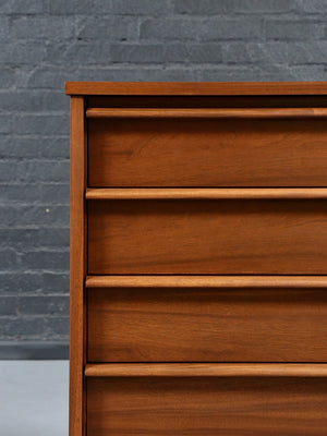 American Mid-Century Modern Walnut Highboy Dresser, c.1960's