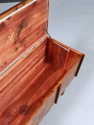 Mid Century Modern Walnut Cedar Trunk Box By Lane, c 1960's