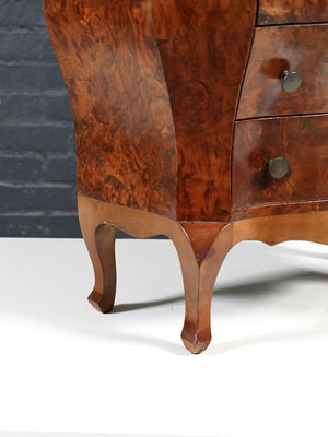 Petite Italian Rococo  Style Burl Olivewood Bombé Jewelry Chest, c.1960’s