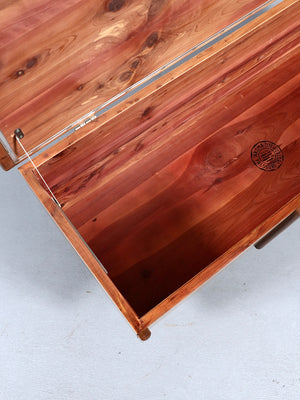 Mid Century Modern Walnut Cedar Trunk Box By Lane, c 1960's