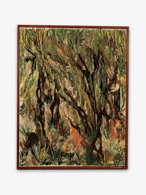 California Mid-Century Mixed Media Fiber Art “The Rain Forest” by Margo Adams, c.1970’s