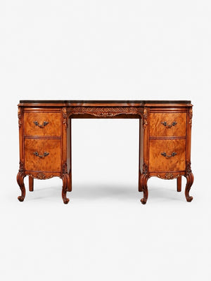 French Provincial Style Burlwood Desk / Vanity by Romweber Industries, c.1940's