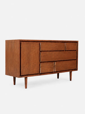 Mid-Century Modern Walnut Dresser w/ Brass Accents by Kroehler, c.1960’s