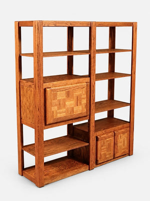 Post Modern Oak Bookshelf Shelving Unit  c.1980's