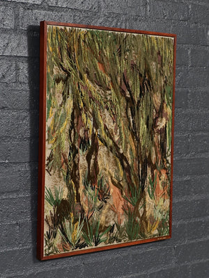 California Mid-Century Mixed Media Fiber Art “The Rain Forest” by Margo Adams, c.1970’s