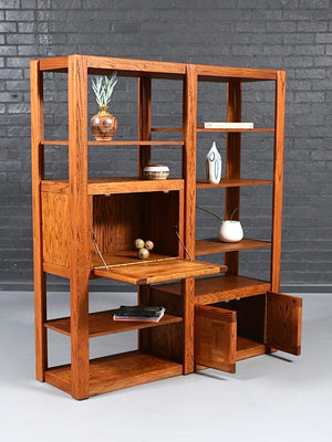 Post Modern Oak Bookshelf Shelving Unit  c.1980's