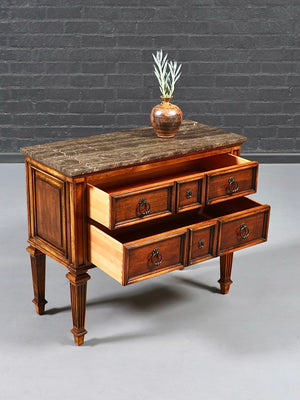 Vintage French Louis XVI Style Marble-Top Console Dresser by Ethan Allen, c.1970's