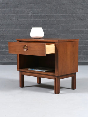 Single Mid Century Modern Walnut Night Stand w/ Bookcase, c.1960’s