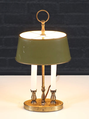 Vintage French Bouillotte Style Brass & Painted Tole Table Lamp, c.1960’s