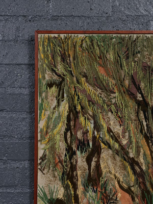 California Mid-Century Mixed Media Fiber Art “The Rain Forest” by Margo Adams, c.1970’s