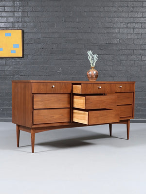 Mid-Century Modern 9-Drawer Walnut Dresser by Dixie, c.1960's