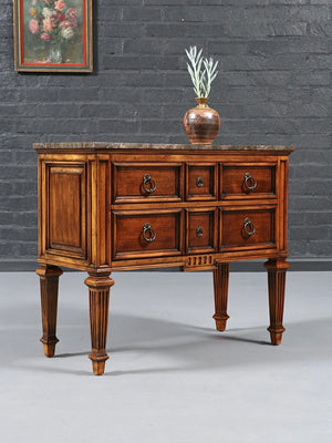 Vintage French Louis XVI Style Marble-Top Console Dresser by Ethan Allen, c.1970's
