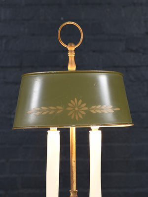Vintage French Bouillotte Style Brass & Painted Tole Table Lamp, c.1960’s