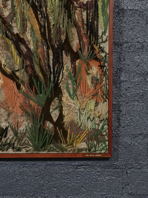 California Mid-Century Mixed Media Fiber Art “The Rain Forest” by Margo Adams, c.1970’s