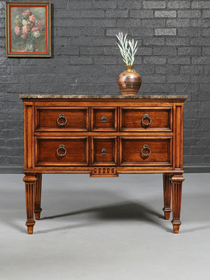 Vintage French Louis XVI Style Marble-Top Console Dresser by Ethan Allen, c.1970's