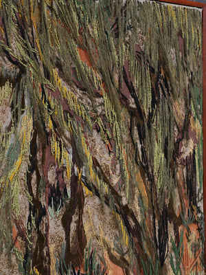 California Mid-Century Mixed Media Fiber Art “The Rain Forest” by Margo Adams, c.1970’s