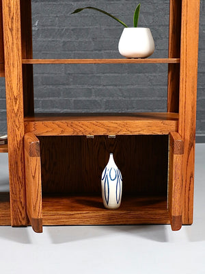 Post Modern Oak Bookshelf Shelving Unit  c.1980's